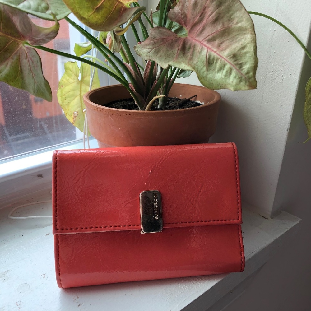 Liz Claiborne Folding Wallet Coral Vegan